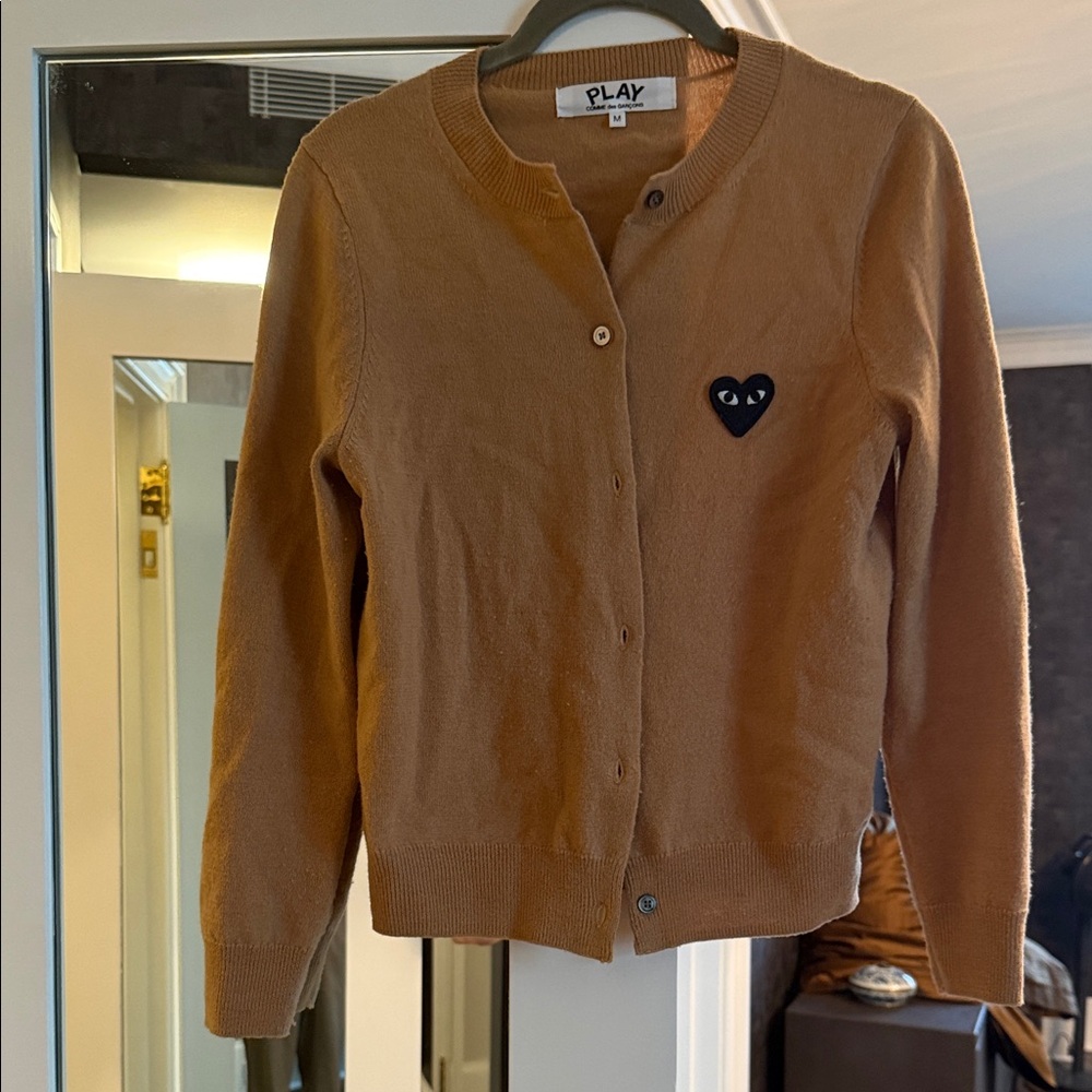 Comme des Garçons Play Brown Cardigan with Heart Patch